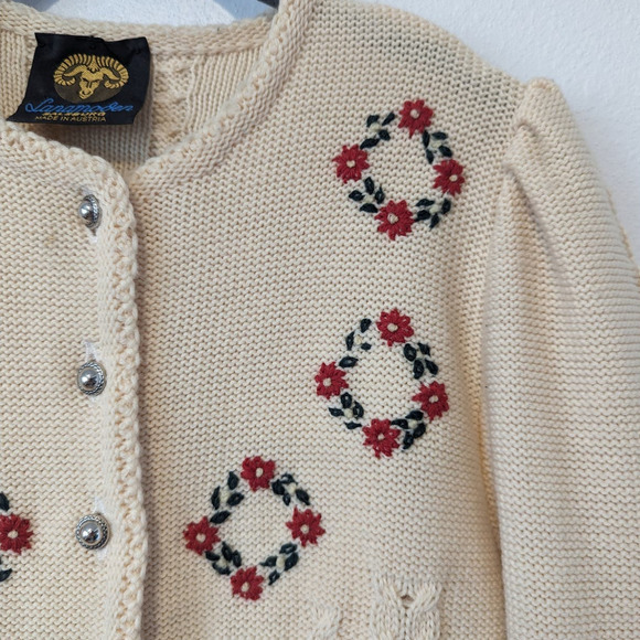 Vintage Christmas Sweater Lanamoden Salzburg Germany Holiday Jacket Womens - Picture 3 of 9